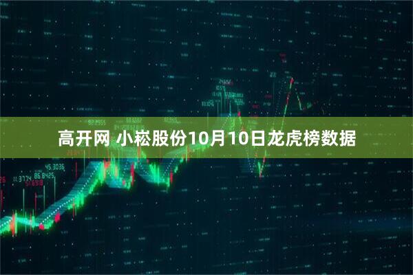 高开网 小崧股份10月10日龙虎榜数据